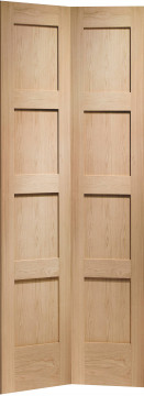 Image of SHAKER 4 Bi-Fold Unfinished Oak Doors