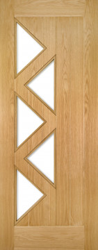 Image of Ely 5 Pane Crown Cut Oak Glazed Door